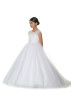 Rhinestone Beaded White Tulle Romantic Flower Girl Dress